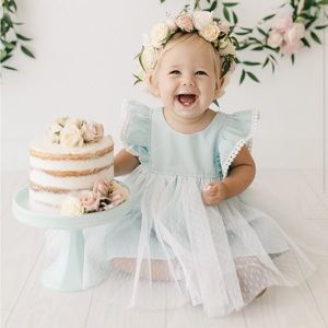 Joy Marie Special Occasion Blue Tulle Dress 12-18 M